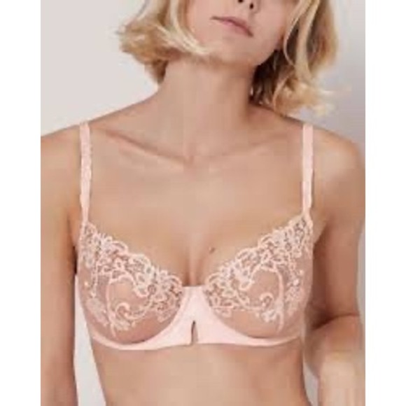 Simone Perele Other - Simone Perele Stockholm Demi Cup Bra 15C330 Pink Lace Sheer Underwire 36D